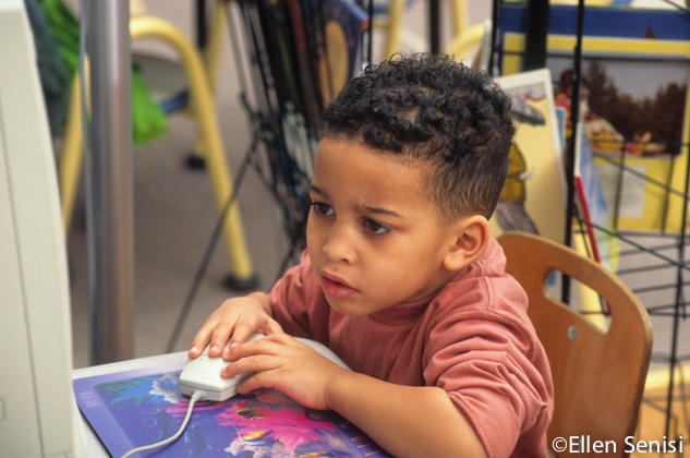 Child using a computer